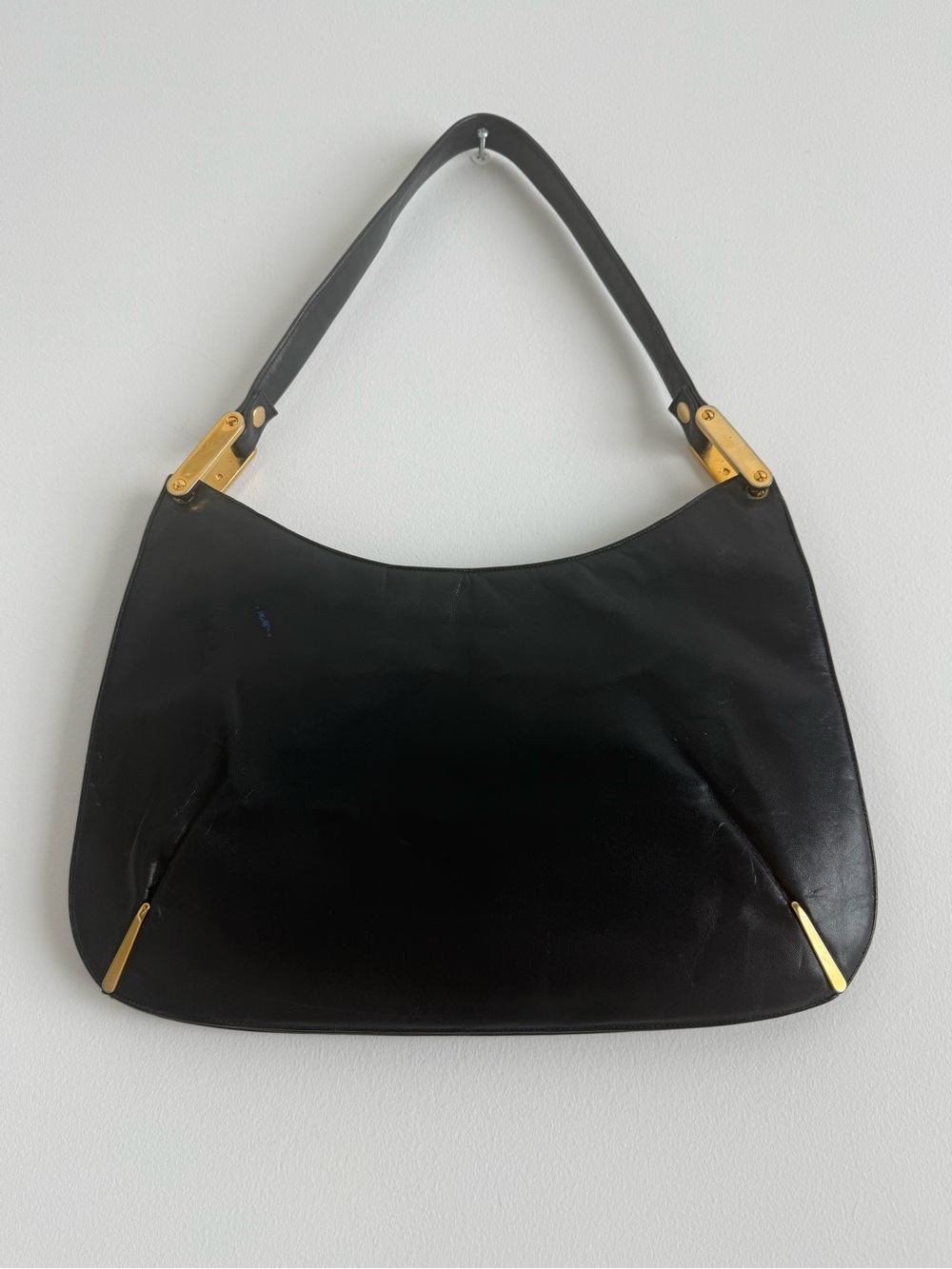 Vintage Saks Fifth Avenue Navy Blue Leather Shoulder Bag